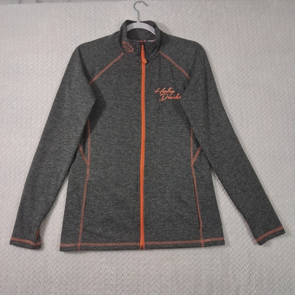 Harley-Davidson Jackets & Blazers - Harley-Davidson Full Zip Performance Jacket Womens Medium Gray Orange